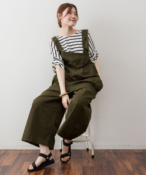 atONE(アットワン)の「atONE アシメサスペンダーサロペットパンツ(サロペット/オーバーオール・レディース・ブラック/ベージュ/カーキ・M-L/4L~5L/LL~3L)」の19枚目の写真