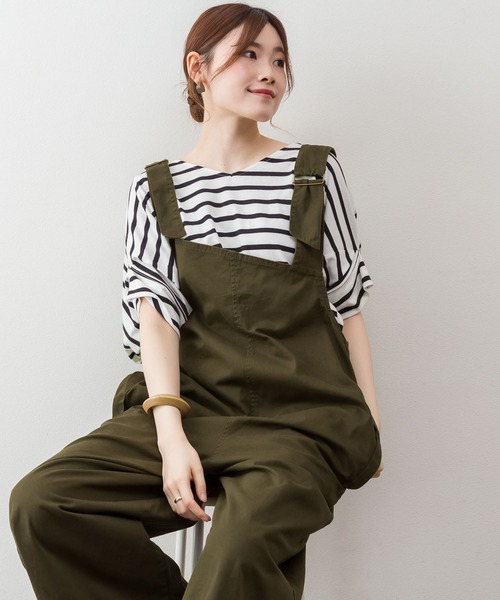 atONE(アットワン)の「atONE アシメサスペンダーサロペットパンツ(サロペット/オーバーオール・レディース・ブラック/ベージュ/カーキ・M-L/4L~5L/LL~3L)」の20枚目の写真