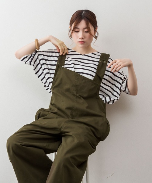 atONE(アットワン)の「atONE アシメサスペンダーサロペットパンツ(サロペット/オーバーオール・レディース・ブラック/ベージュ/カーキ・M-L/4L~5L/LL~3L)」の21枚目の写真