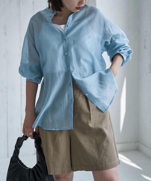 バンドカラーシアーシャツ