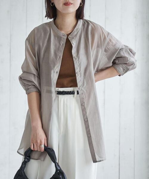 バンドカラーシアーシャツ