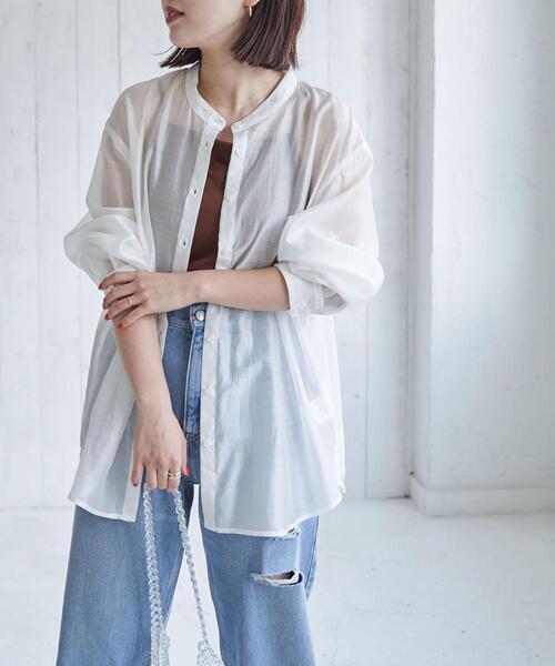 バンドカラーシアーシャツ