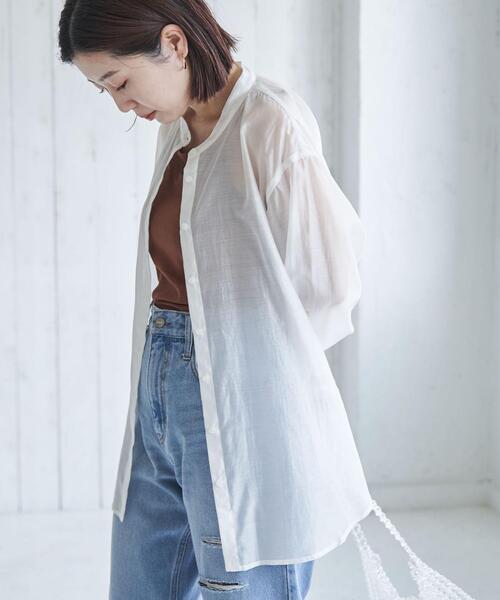 バンドカラーシアーシャツ