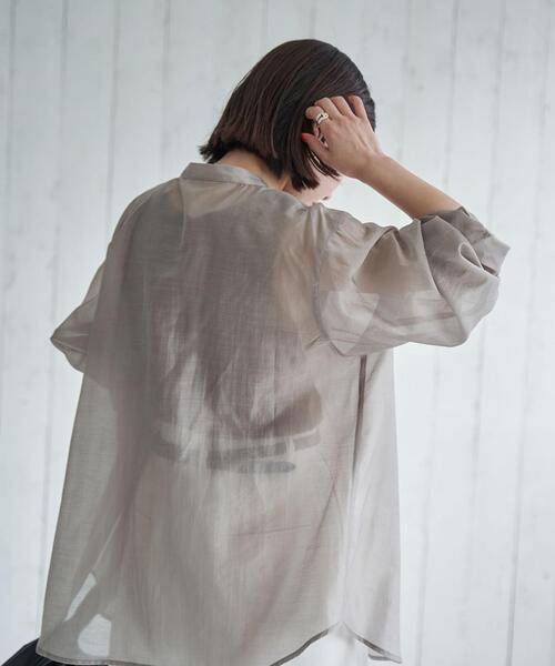 coen（コーエン）の「バンドカラーシアーシャツ（シャツ/ブラウス・レディース・ホワイト/ライトグレー/コバルトブルー・M/L）」の19枚目の写真