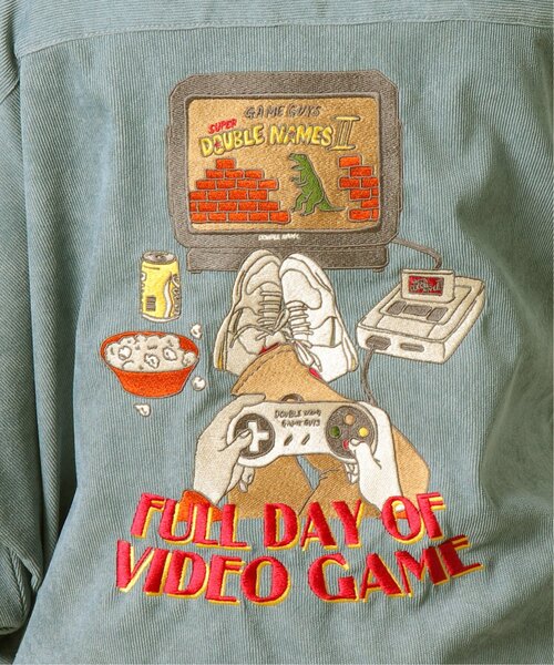 DOUBLE NAME（ダブルネーム）の「VIDEO GAME BACK刺しゅうシャツワンピース/ユニセックス可（シャツワンピース・レディース・ブルー/ピンク/オフホワイト・FREE）」の12枚目の写真