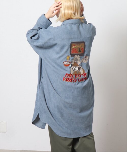 DOUBLE NAME（ダブルネーム）の「VIDEO GAME BACK刺しゅうシャツワンピース/ユニセックス可（シャツワンピース・レディース・ブルー/ピンク/オフホワイト・FREE）」の13枚目の写真