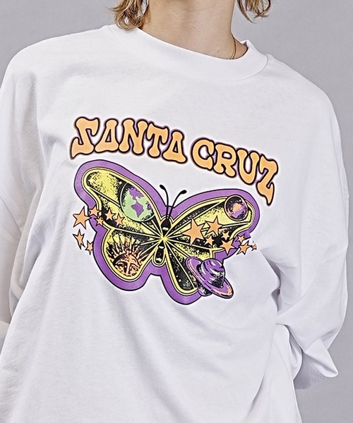 SANTA CRUZ(サンタクルーズ)の「【ムラサキスポーツ別注】SANTACRUZ/サンタクルーズ ロンT Galactic Butterfly ビッグシルエット 502233431(Tシャツ/カットソー・レディース・ブラック/ホワイト/グレイッシュブルー・L/M)」の7枚目の写真