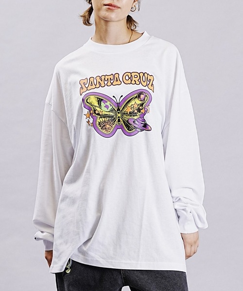 SANTA CRUZ(サンタクルーズ)の「【ムラサキスポーツ別注】SANTACRUZ/サンタクルーズ ロンT Galactic Butterfly ビッグシルエット 502233431(Tシャツ/カットソー・レディース・ブラック/ホワイト/グレイッシュブルー・L/M)」の6枚目の写真