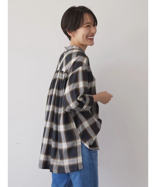 AMERICAN HOLIC(アメリカンホリック)の「ピンタック7分袖ギャザーシャツ(シャツ/ブラウス・レディース・ブラック/アイボリー/その他9/チェック・M/L)」の7枚目の写真