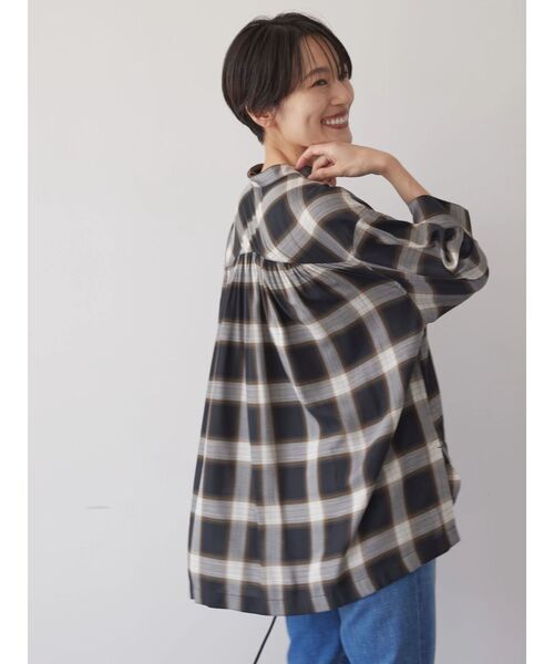 AMERICAN HOLIC(アメリカンホリック)の「ピンタック7分袖ギャザーシャツ(シャツ/ブラウス・レディース・ブラック/アイボリー/その他9/チェック・M/L)」の8枚目の写真