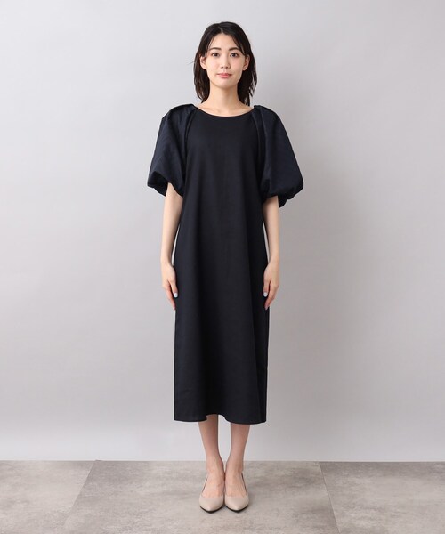 UNTITLED★新品★【洗える】リネン混 ボリューム袖ワンピース UNTITLED（アンタイトル）の「◇【1枚で着映える／洗える