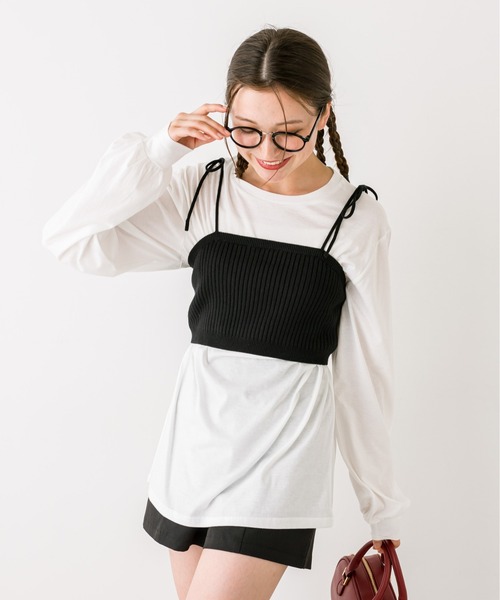 OLIVE des OLIVE（オリーブデオリーブ）の「ロンT×ビスチェセット　1032060100（Tシャツ/カットソー・レディース・トップグレー/サックスブルー/ブラック・FREE）」の7枚目の写真