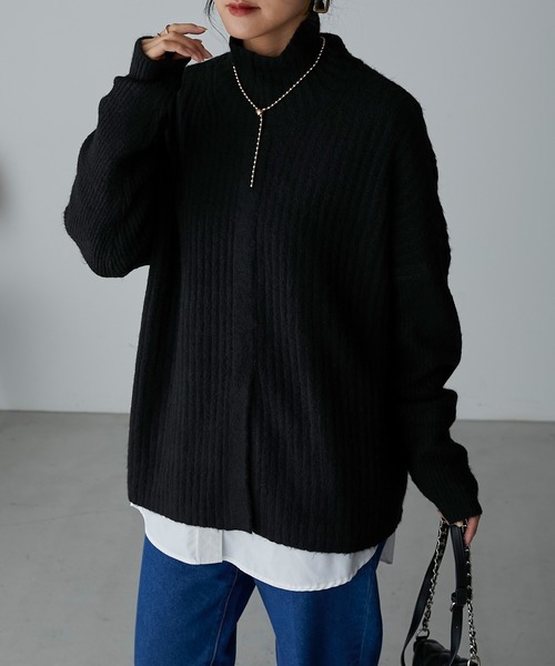 Anss.me(アンスミー)の「【Anss.me】モヘアライクニットセンタースリットタートルネックプルオーバー(ニット/セーター・レディース・ブラック/グレイッシュベージュ/ダークグリーン/アイボリー・FREE)」の1枚目の写真