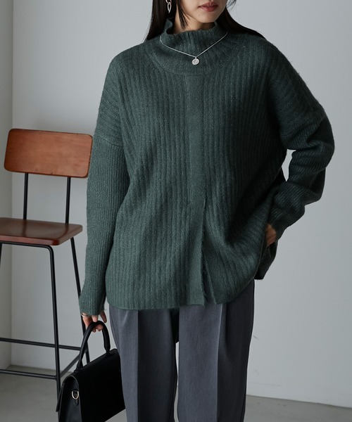Anss.me(アンスミー)の「【Anss.me】モヘアライクニットセンタースリットタートルネックプルオーバー(ニット/セーター・レディース・ブラック/グレイッシュベージュ/ダークグリーン/アイボリー・FREE)」の4枚目の写真