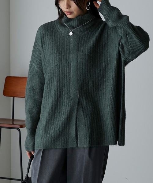 Anss.me(アンスミー)の「【Anss.me】モヘアライクニットセンタースリットタートルネックプルオーバー(ニット/セーター・レディース・ブラック/グレイッシュベージュ/ダークグリーン/アイボリー・FREE)」の8枚目の写真