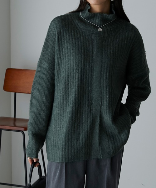 Anss.me(アンスミー)の「【Anss.me】モヘアライクニットセンタースリットタートルネックプルオーバー(ニット/セーター・レディース・ブラック/グレイッシュベージュ/ダークグリーン/アイボリー・FREE)」の11枚目の写真