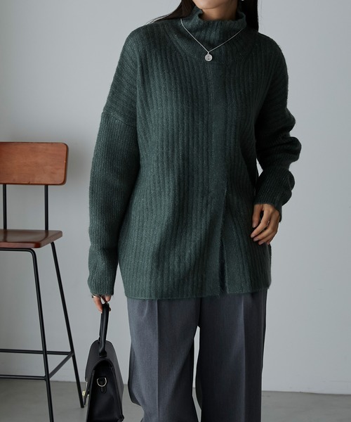 Anss.me(アンスミー)の「【Anss.me】モヘアライクニットセンタースリットタートルネックプルオーバー(ニット/セーター・レディース・ブラック/グレイッシュベージュ/ダークグリーン/アイボリー・FREE)」の13枚目の写真