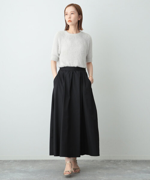 SLOBE IENA（スローブイエナ）の「minky ハーフスリーブフェザープルオーバー（ニット/セーター・レディース・ライトグレー/ブラウン・FREE）」の3枚目の写真