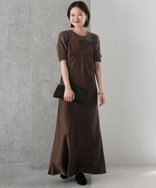 SLOBE IENA（スローブイエナ）の「minky ハーフスリーブフェザープルオーバー（ニット/セーター・レディース・ライトグレー/ブラウン・FREE）」の11枚目の写真