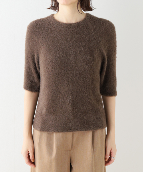 SLOBE IENA（スローブイエナ）の「minky ハーフスリーブフェザープルオーバー（ニット/セーター・レディース・ライトグレー/ブラウン・FREE）」の18枚目の写真