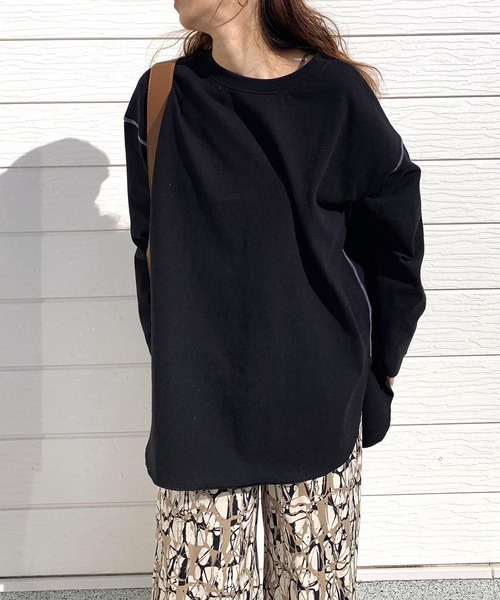 Q(キュー)の「ヘビーウェイトロンT(Tシャツ/カットソー・レディース・ホワイト/ブラック/ライトグレー/ベージュ/オリーブ・MEDIUM)」の8枚目の写真