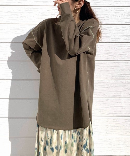 Q(キュー)の「ヘビーウェイトロンT(Tシャツ/カットソー・レディース・ホワイト/ブラック/ライトグレー/ベージュ/オリーブ・MEDIUM)」の11枚目の写真