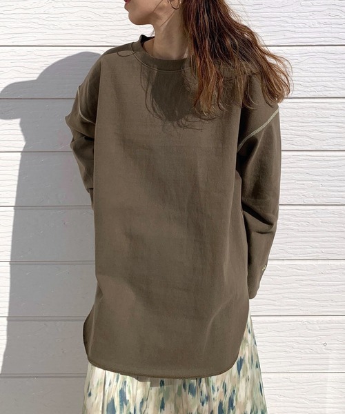 Q(キュー)の「ヘビーウェイトロンT(Tシャツ/カットソー・レディース・ホワイト/ブラック/ライトグレー/ベージュ/オリーブ・MEDIUM)」の12枚目の写真