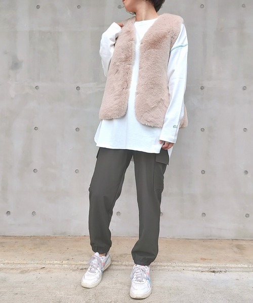 Q(キュー)の「ヘビーウェイトロンT(Tシャツ/カットソー・レディース・ホワイト/ブラック/ライトグレー/ベージュ/オリーブ・MEDIUM)」の16枚目の写真