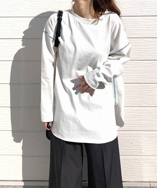 Q(キュー)の「ヘビーウェイトロンT(Tシャツ/カットソー・レディース・ホワイト/ブラック/ライトグレー/ベージュ/オリーブ・MEDIUM)」の17枚目の写真