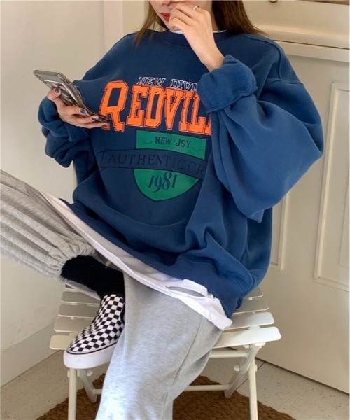 Burner(バーナー)の「【BURNER Recommend Select】カレッジロゴ トレーナー oku-tops-732338831725-18 U(スウェット・レディース・ネイビー/グレー/ブラック/ピンク/ダークグレー/アイボリー・XXL/XL)」の5枚目の写真