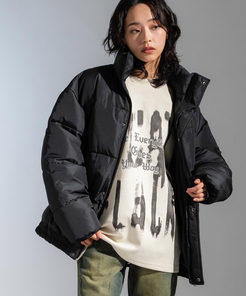 Ressaca（レサーカ）の「スタンドカラーファイバーダウンブルゾン ボリューム中綿ジャケット オーバーサイズ（ダウンジャケット/コート・メンズ・グレー/チャコールグレー/ブラック/ネイビー/ブルー/オフホワイト/ベージュ・L/M/XL）」の9枚目の写真