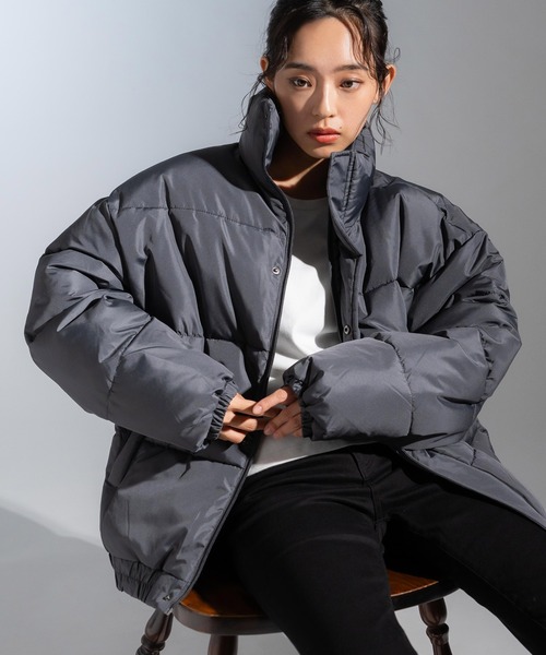 Ressaca（レサーカ）の「スタンドカラーファイバーダウンブルゾン ボリューム中綿ジャケット オーバーサイズ（ダウンジャケット/コート・メンズ・グレー/チャコールグレー/ブラック/ネイビー/ブルー/オフホワイト/ベージュ・L/M/XL）」の13枚目の写真