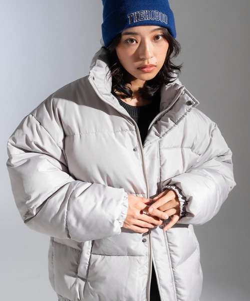 Ressaca（レサーカ）の「スタンドカラーファイバーダウンブルゾン ボリューム中綿ジャケット オーバーサイズ（ダウンジャケット/コート・メンズ・グレー/チャコールグレー/ブラック/ネイビー/ブルー/オフホワイト/ベージュ・L/M/XL）」の18枚目の写真