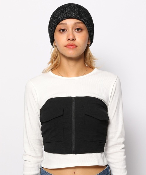 FOREVER 21（フォーエバー トゥエンティーワン）の「フロントジップチューブトップ（チューブトップ・レディース・ブラック・LARGE/SMALL/MEDIUM）」の6枚目の写真