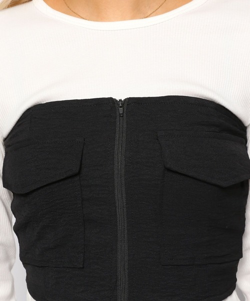 FOREVER 21（フォーエバー トゥエンティーワン）の「フロントジップチューブトップ（チューブトップ・レディース・ブラック・LARGE/SMALL/MEDIUM）」の9枚目の写真