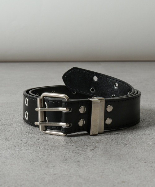 ZIP FIVE（ジップファイブ）の「【ZIP FIVE】 スタッズリング PUレザー ベルト（ベルト・メンズ・ブラック/ブラウン・FREE）」の2枚目の写真