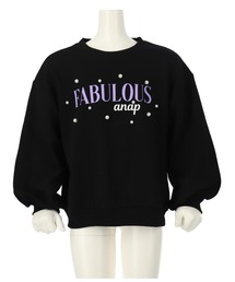 パール付き刺繍裏毛スウェットトレーナー