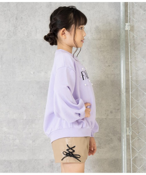 ANAP kids（アナップキッズ）の「パール付き刺繍裏毛スウェットトレーナー（スウェット・キッズ・ブラック/ラベンダー・120cm/130cm/100cm/110cm）」の12枚目の写真