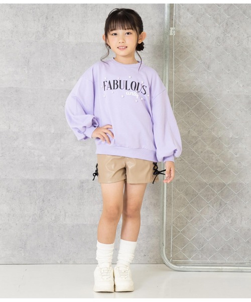 ANAP kids（アナップキッズ）の「パール付き刺繍裏毛スウェットトレーナー（スウェット・キッズ・ブラック/ラベンダー・120cm/130cm/100cm/110cm）」の10枚目の写真