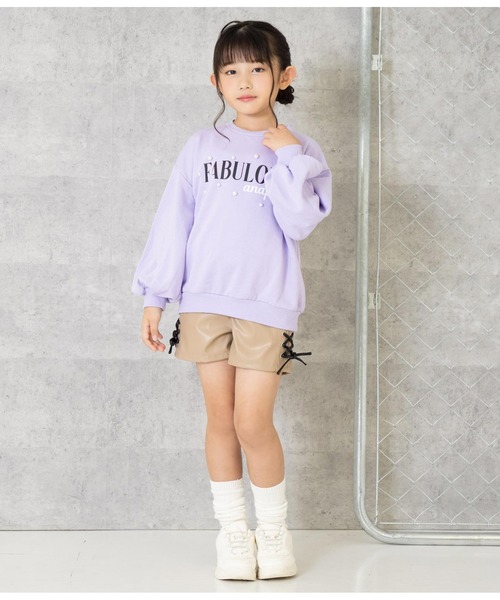 ANAP kids（アナップキッズ）の「パール付き刺繍裏毛スウェットトレーナー（スウェット・キッズ・ブラック/ラベンダー・120cm/130cm/100cm/110cm）」の9枚目の写真