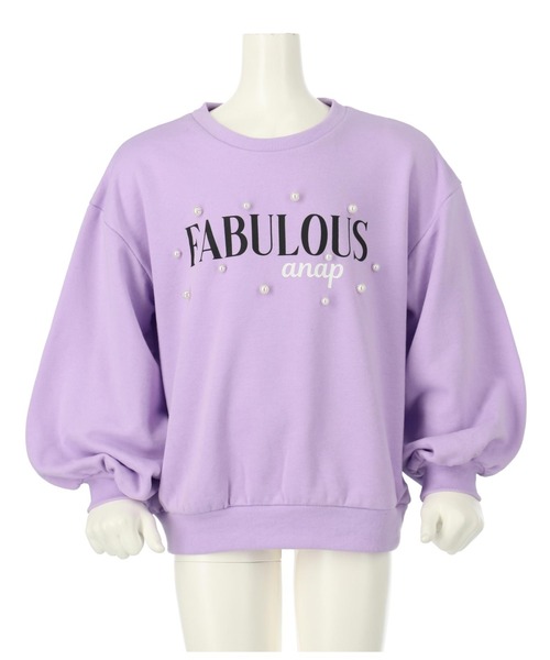 ANAP kids（アナップキッズ）の「パール付き刺繍裏毛スウェットトレーナー（スウェット・キッズ・ブラック/ラベンダー・120cm/130cm/100cm/110cm）」の8枚目の写真