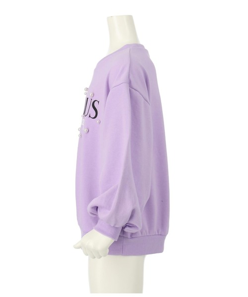 ANAP kids（アナップキッズ）の「パール付き刺繍裏毛スウェットトレーナー（スウェット・キッズ・ブラック/ラベンダー・120cm/130cm/100cm/110cm）」の7枚目の写真