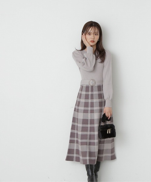 PROPORTION BODY DRESSING（プロポーションボディドレッシング）の「ラメチェックドッキングニットワンピース / 1214140103（ワンピース・レディース・ブラウン/ダークグレー/グレー・MEDIUM/SMALL）」の8枚目の写真