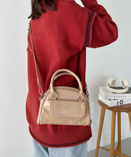 AFB エナメルボストンバック　完売品 ニジブラ nijibra 可愛いミニポーチ付き ロングハンドルボストン