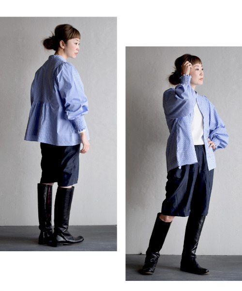 apartment department（アパートメントデパートメント）の「ブザム切り替え ボリュームスリーブブラウス（シャツ/ブラウス・レディース・オフホワイト/ブルー・M）」の17枚目の写真