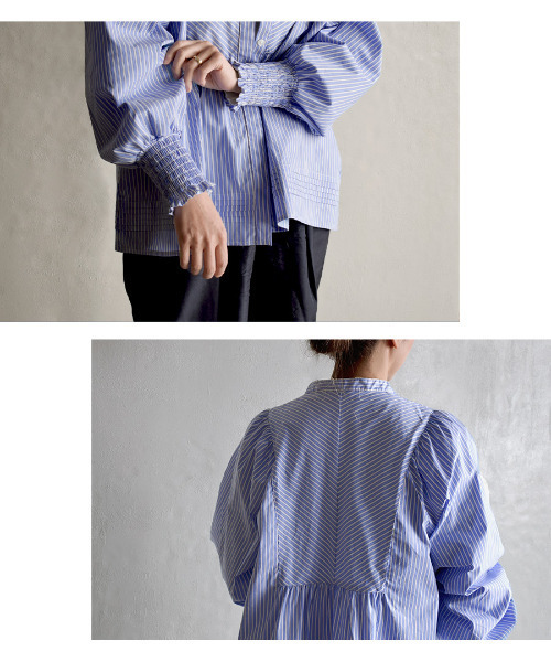 apartment department（アパートメントデパートメント）の「ブザム切り替え ボリュームスリーブブラウス（シャツ/ブラウス・レディース・オフホワイト/ブルー・M）」の19枚目の写真