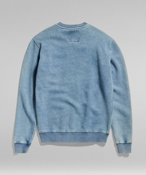 【セール】INDIGO DISTRESSED LOGO SWEATER/インディゴグラフィックロゴスウェット（スウェット）｜G-STAR RAW（ジースターロゥ）