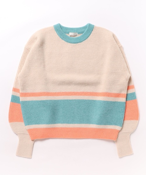 mi via loca（ミヴィアロカ）の「ボリュームスリーブ バイカラー畦ニットプルオーバー（ニット/セーター・レディース・オフホワイト/チャコールグレー/グリーン・FREE）」の21枚目の写真