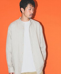 BEAMS | BEAMS / リネン バンドカラーシャツ(シャツ/ブラウス)