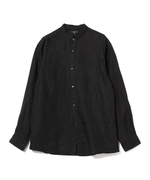 1-2回の利用　ビームス　M リネン　麻　シャツ　ブラック　黒　brilla BEAMS（ビームス）の「BEAMS / リネン バンドカラーシャツ（シャツ
